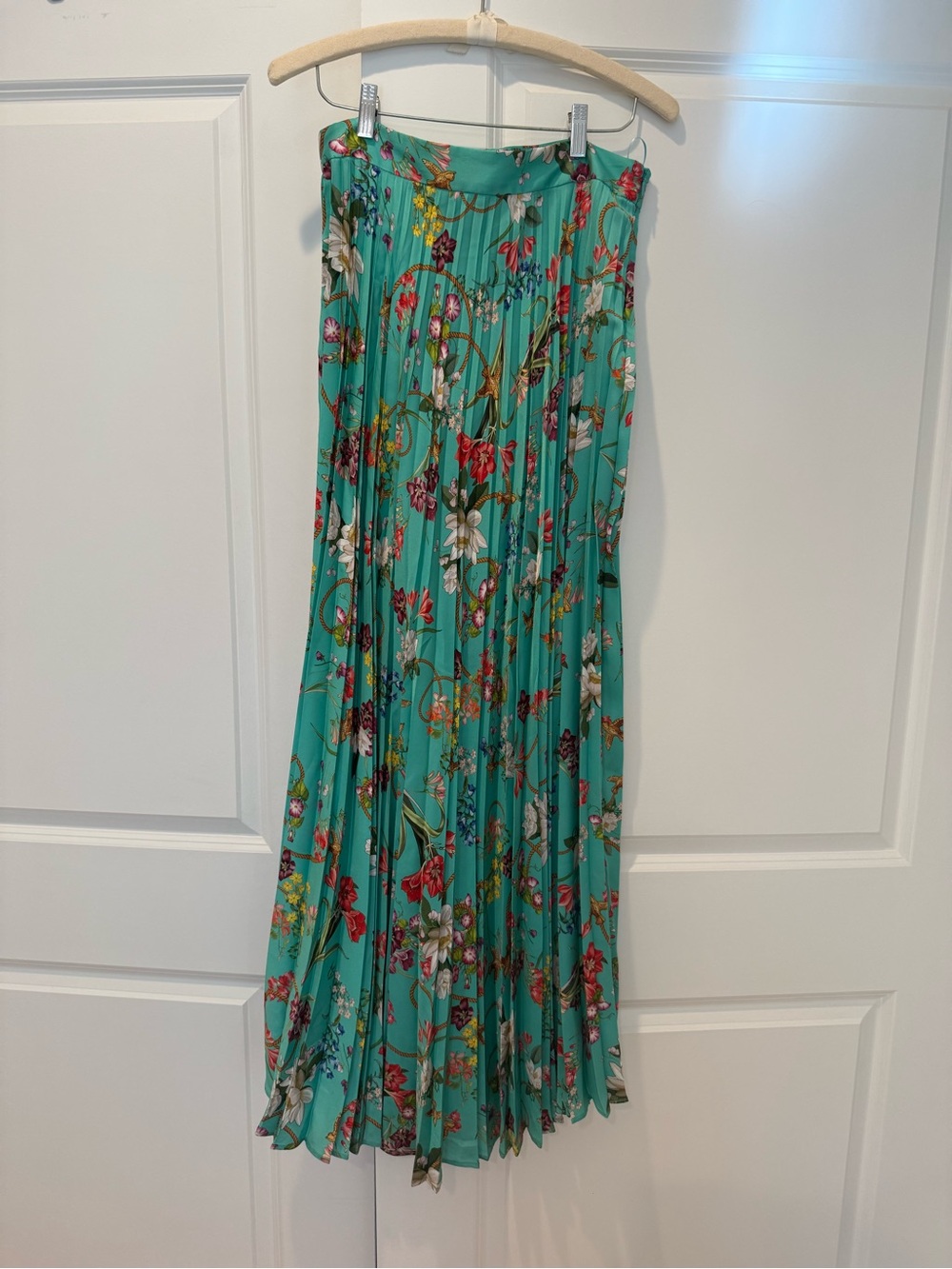 Pinko Turquoise Floral Pleated Maxi Skirt